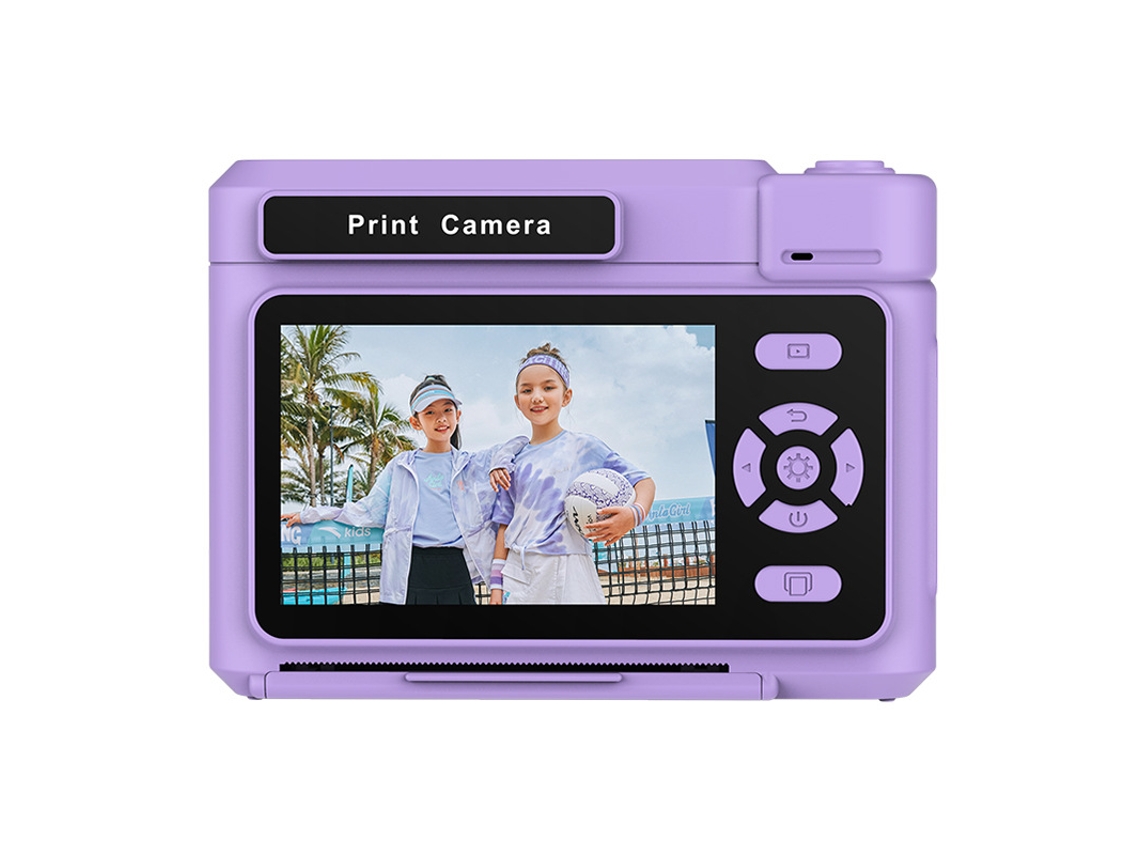 Cámara instantánea Chrui D15 con pantalla IPS de 2,4 pulgadas y compatible con impresión monocromática (morado)