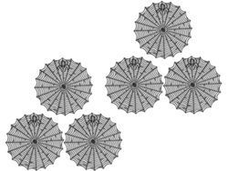 Juego De 6 Manteles Individuales Redondos De 38 Cm En Pvc Negro, Reutilizables, Con Patrón De