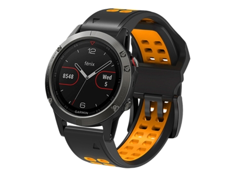 Correa de Silicona liberación rápida dos colores para Garmin Fenix 7/6/5 - negro/naranja