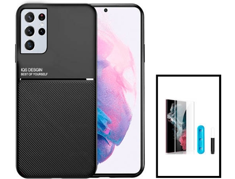 Kit Carcasa Trasera Magnética Anti Choque + Protector de Pantalla Samsung Galaxy S22 5G Ultra 5G GIFT4ME Negro