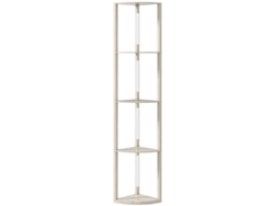 Lámpara De Pie Led Con Estante Esquinero, 4 Niveles, Roble, 41x30x164cm