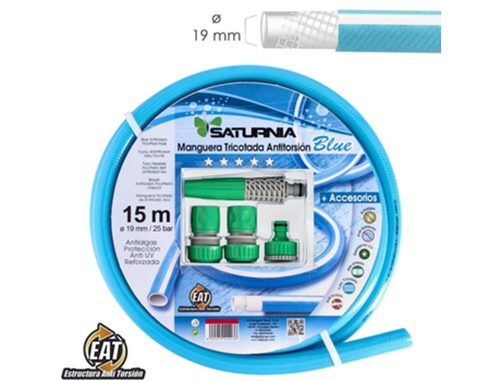 Manguera tricotada no torsion blue ø 19 mm. rollo 15 metros. con accesorios, manguera anti torsion, manguera sin dobleces,
