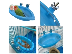 2026-bandeja De Baño Para Aves Con Espejo Doble Giratorio, Comedero Y Bebedero Para Jaulas De Mascotas