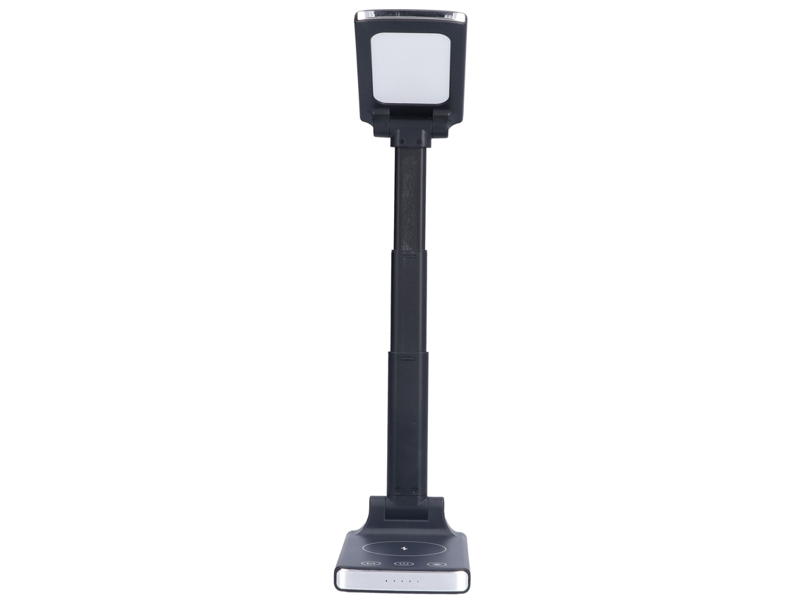 Lâmpada De Mesa Com Carregamento Sem Fio 15w Ajustável 3 Níveis De Brilho Proteção Ocular Touch Control Preta