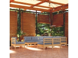 Conjunto de jardín DKD Home Decor de 10 piezas con cojines de pino macizo gris
