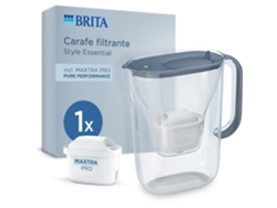 Jarra con filtro mineral azul Essential de Brita Style, capacidad de 2,4 l, 1,4 l de agua filtrada, 1 filtro Maxtra Pro Pure Performance