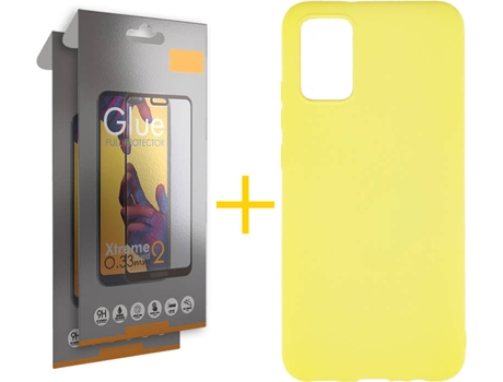 Kit Funda + Protector de Pantalla Samsung A02s SKYHE Cristal Templado 3464 Amarillo