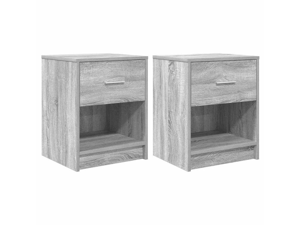 Mesitas de noche de 2 piezas con cajón, 40x34x50 cm, Gris, Sonoma MAISON EXCLUSIVE
