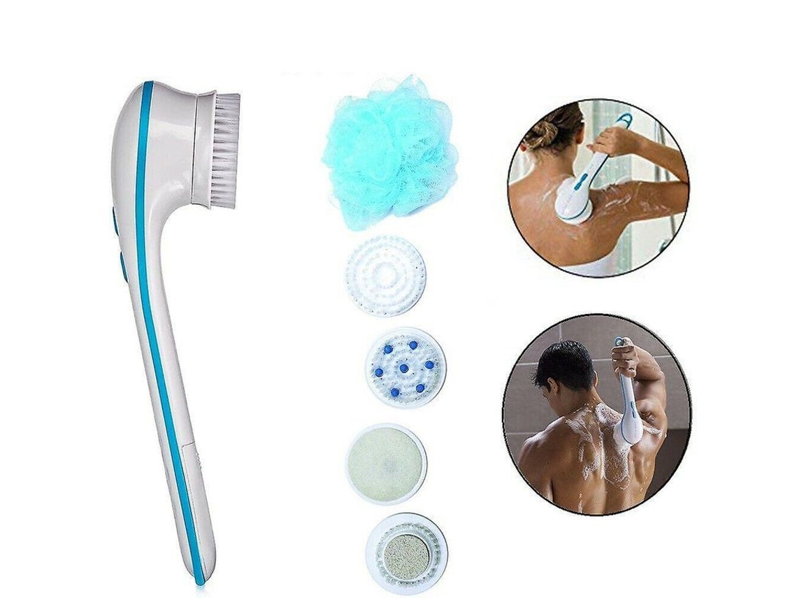 Cepillo De Baño Eléctrico 5 En 1 Con Masajeador De Mano Giratorio, Herramienta De Limpieza De Mango Largo Y Herramienta Para El Cuidado Corporal.