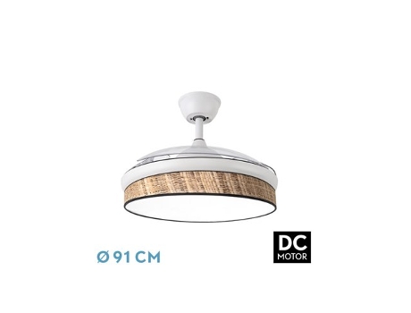Ventilador DC Moda 72W Blanco/Cañizo Oscuro 3 Aspas FABRILAMP