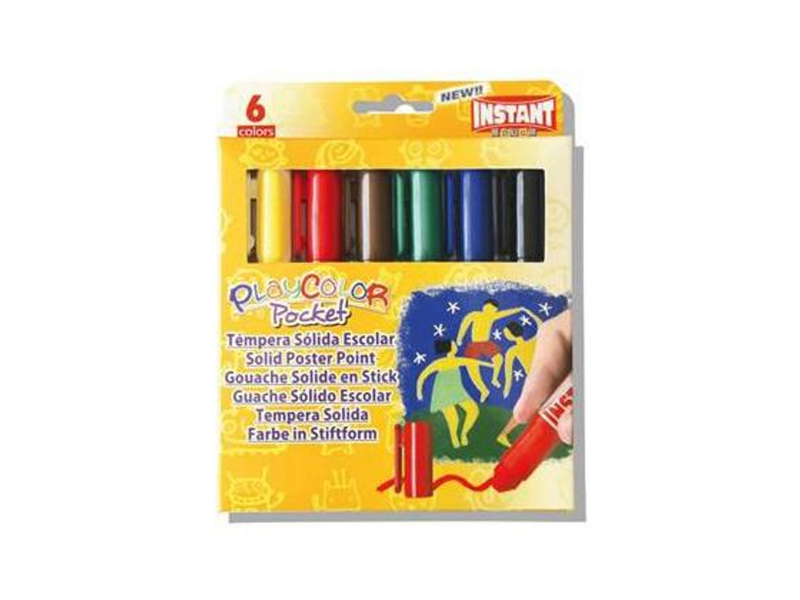 Barra Gouache Sólido Instant Pocket Escolar Caja de 6 Colores Surtidos