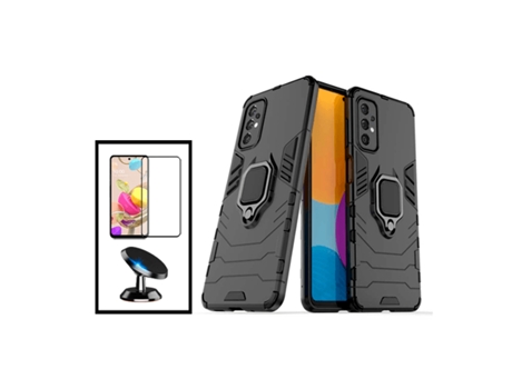 Kit De Película De Vidrio Templado De Cubierta Completa 5D 3X1 Soporte Magnético Para Coche De Defensor Militar Para Samsung Galaxy A73 - Negro PHO...
