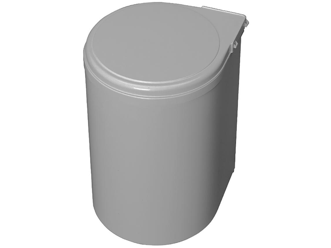 EMUCA Cubo de Basura para Reciclaje para Fijar en la Puerta del Mueble - 1 Contenedor Extraíble 13 Litros - Plástico - Gris
