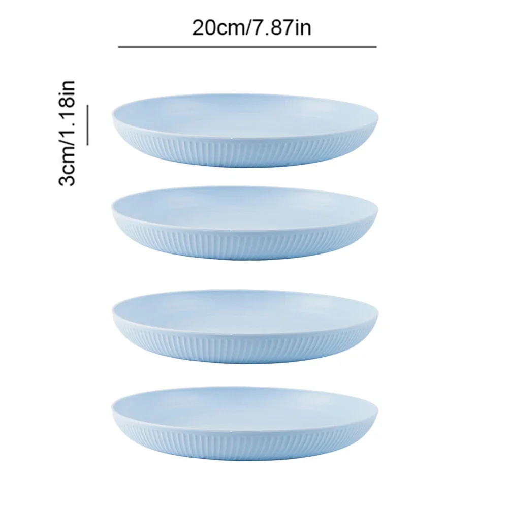Platos de paja de trigo ligeros e irrompibles, aptos para lavavajillas y microondas. MDUG (azul, 4 unidades)
