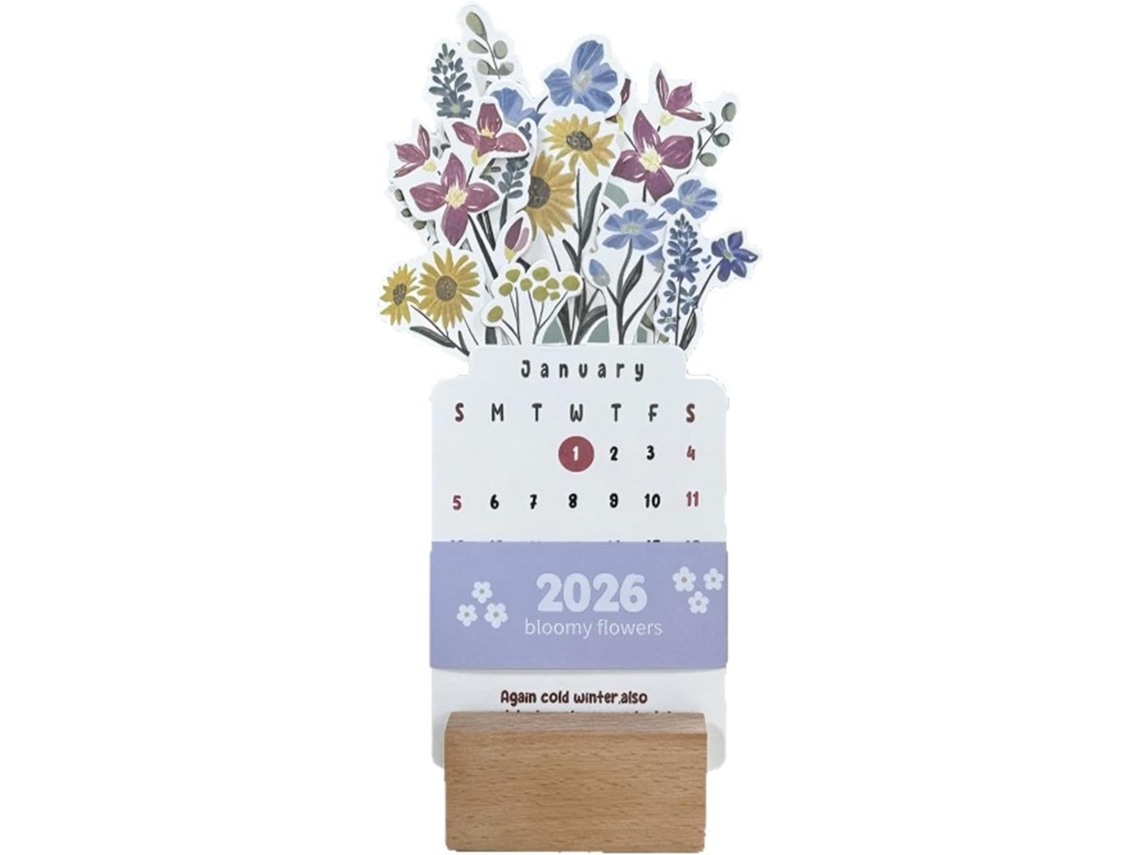 Calendario De Escritorio Decorativo Floral 2026