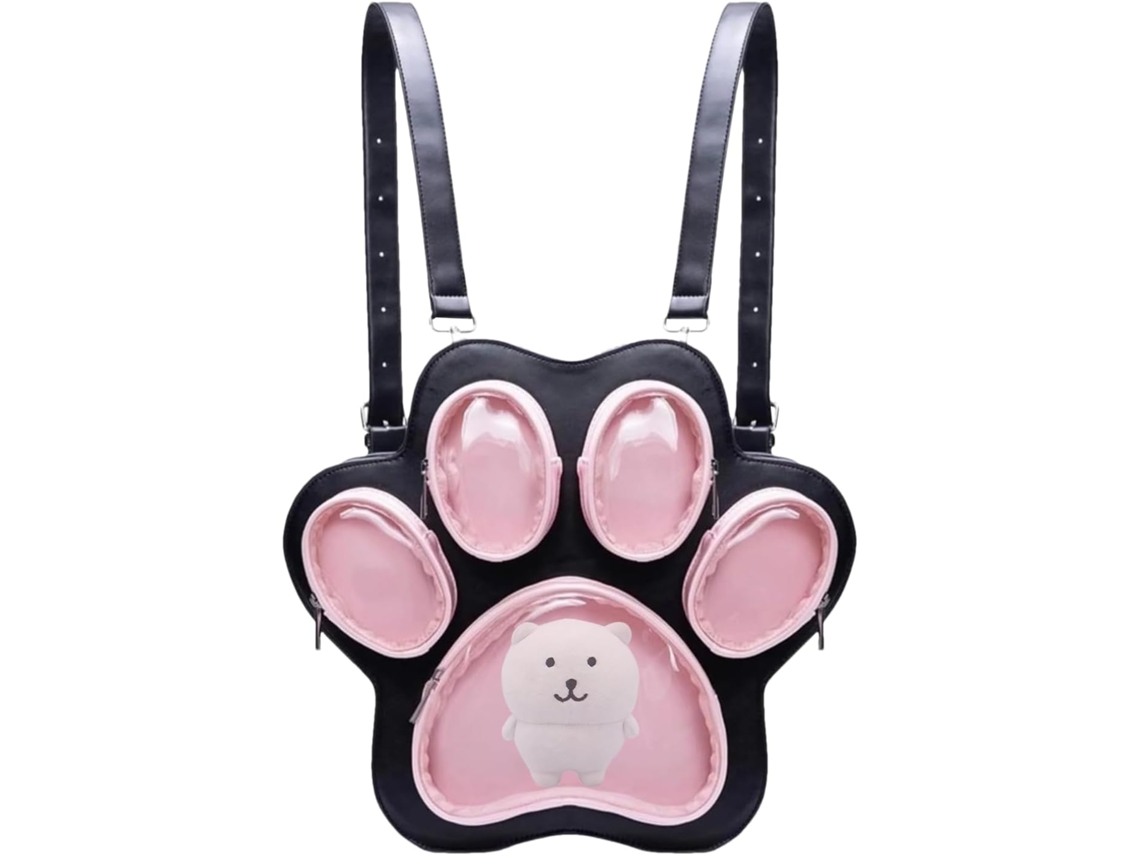 Mochila escolar para niñas | Mochila escolar infantil con diseño de huella de gato, mochila grande y mochila Gokoco