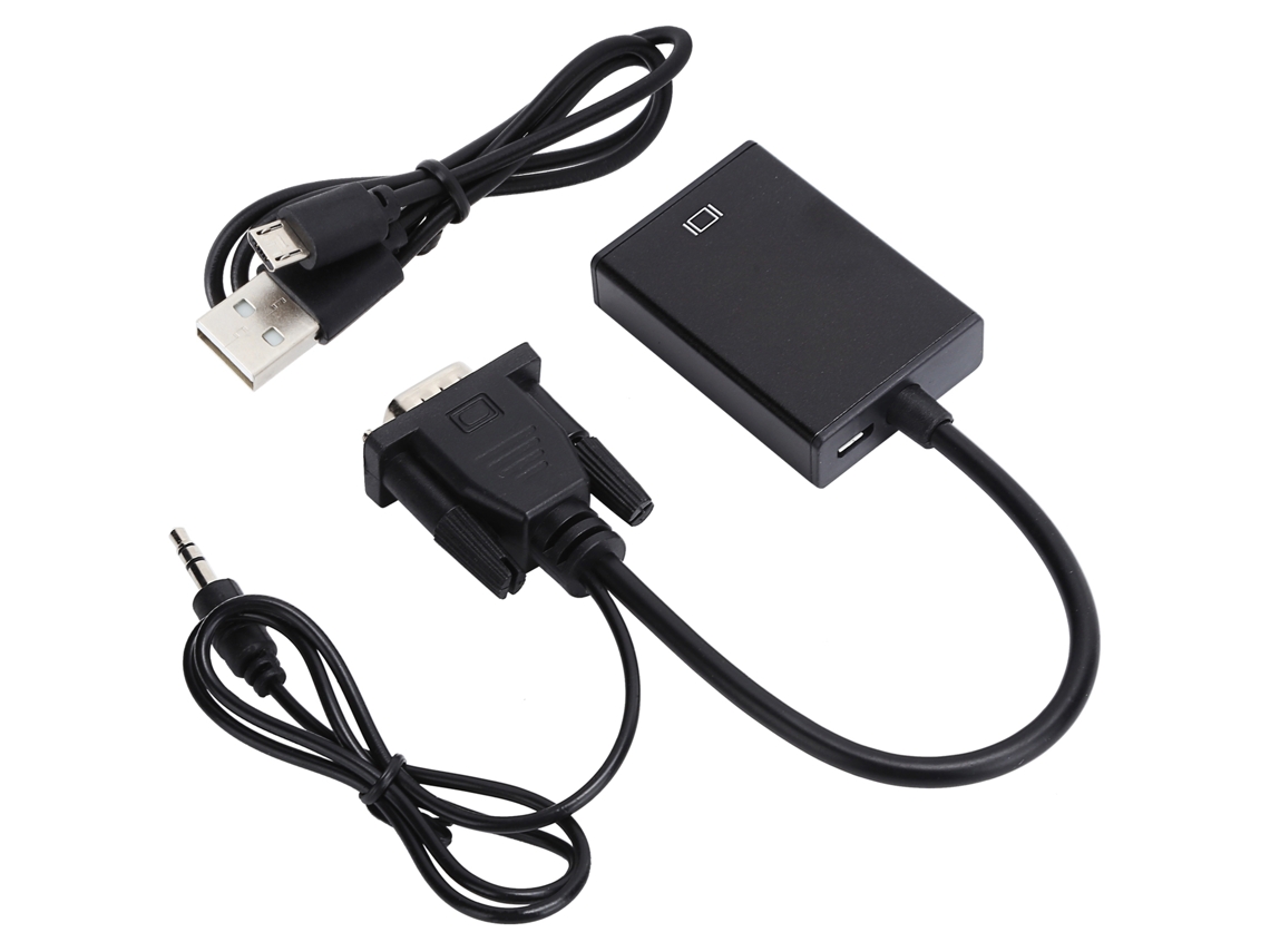 Adaptador De Cable Vga A Hdmi Con Cableado De Audio, Convertidor Vga 1080p, Plug And Play.