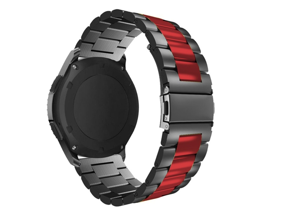 Correa Acero para Samsung Gear S3 Frontier Negro y Rojo