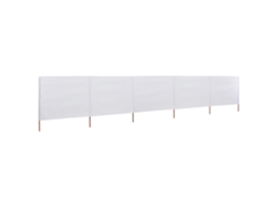 Mampara para viento | Mampara de 5 paneles de tela, 600 x 120 cm, color arena blanca, WSD745312, Adorable House
