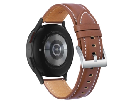Correa de piel auténtica costura ajustable para Samsung Galaxy Watch 5 40mm/44mm/5 Pro 45mm - marrón/hebilla de plata