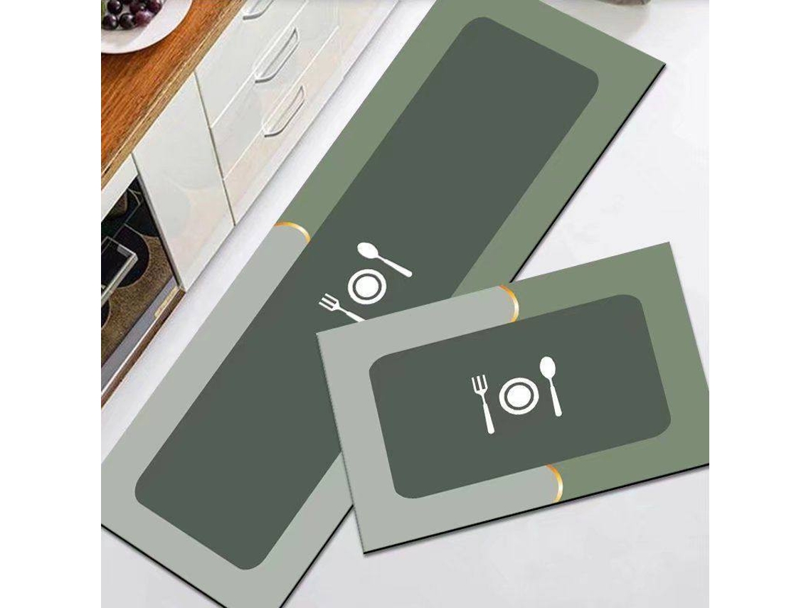 Juego De 2 Piezas Alfombra De Cocina Modernas Antideslizantes, Duraderas Y Lavables, Verde, 40x60cm/40x120cm Digitallab
