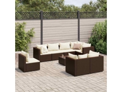 Conjunto de jardín de 9 piezas con cojines de mimbre marrón de DKD Home Decor