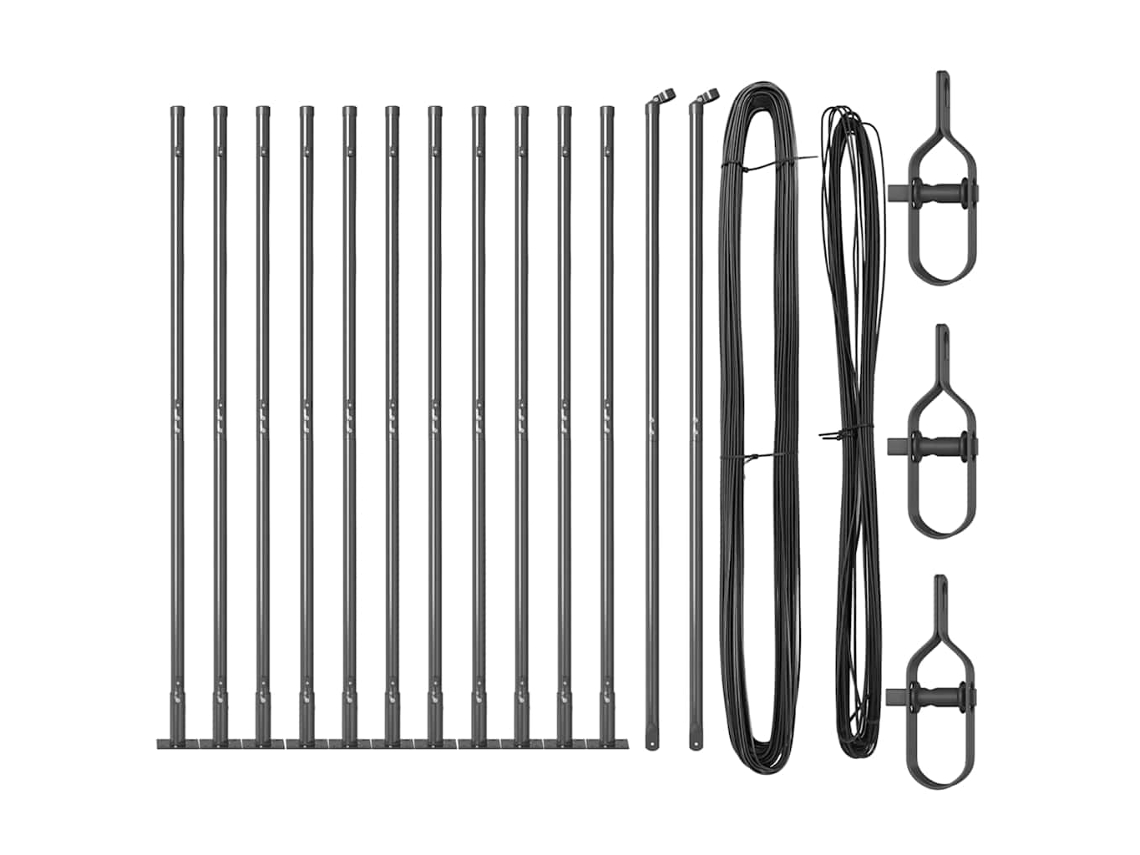 Juego de 13 postes de acero gris para cercas