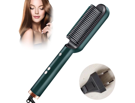 1 peine alisador de pelo iónico: cepillo alisador de pelo y plancha para un calor uniforme, ajustes de temperatura y pantalla LED, herramientas pro...