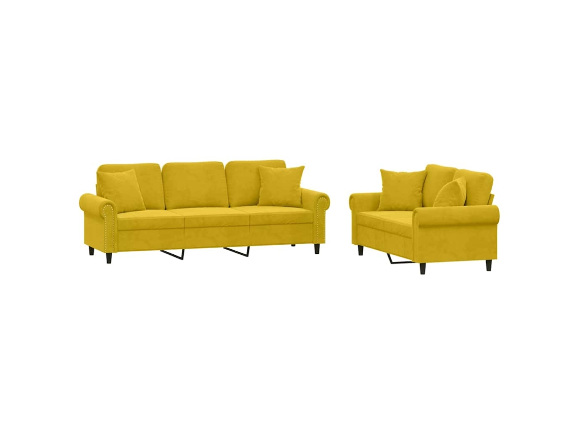 Maison Exclusive - Juego De Sofás Con Cojines 2 Piezas Terciopelo Amarillo