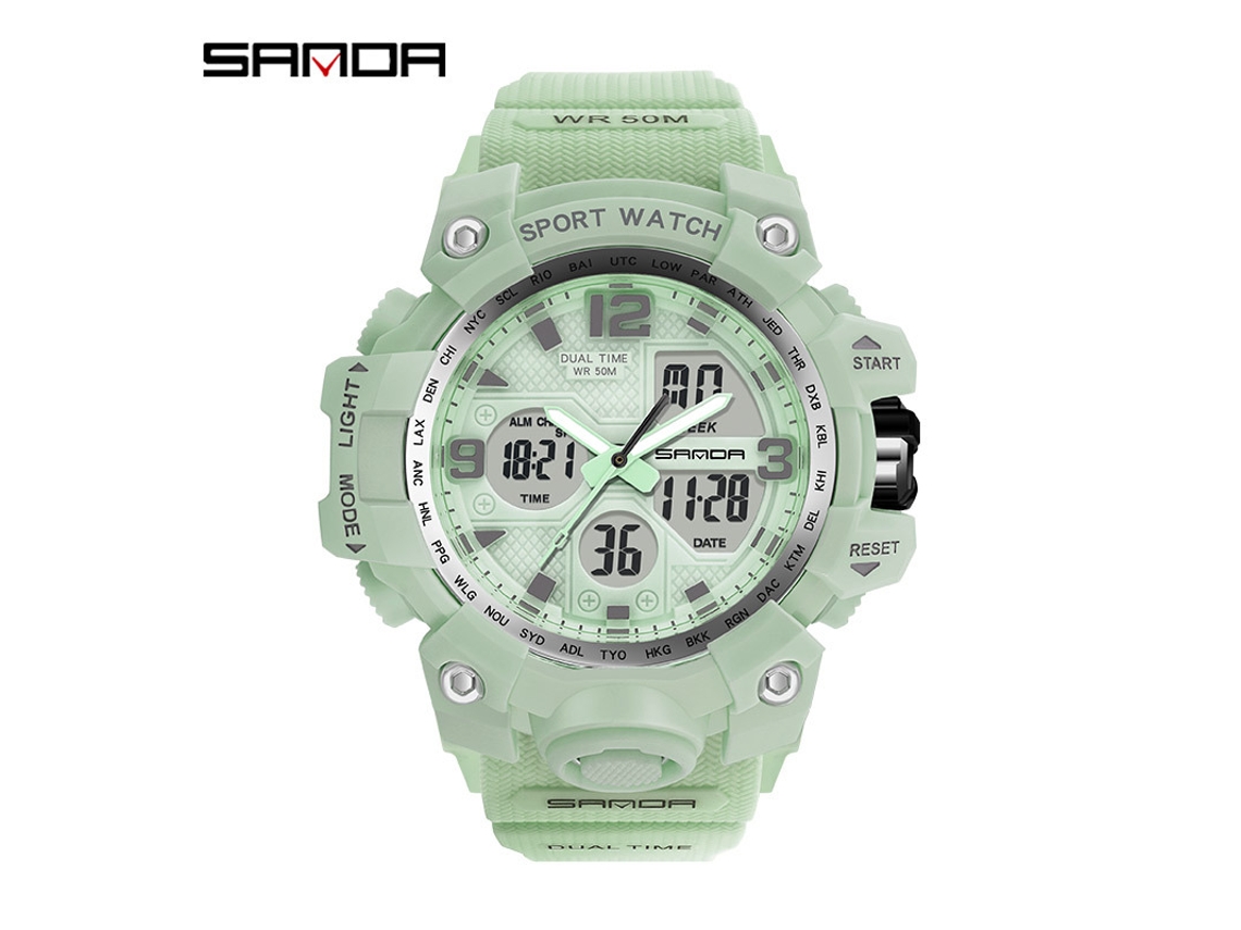 Reloj Electrónico De Moda (verde Matcha mujer) Con Acabado Luminoso, Resistente Al Agua, A Los Golpes Y Con Alarma.