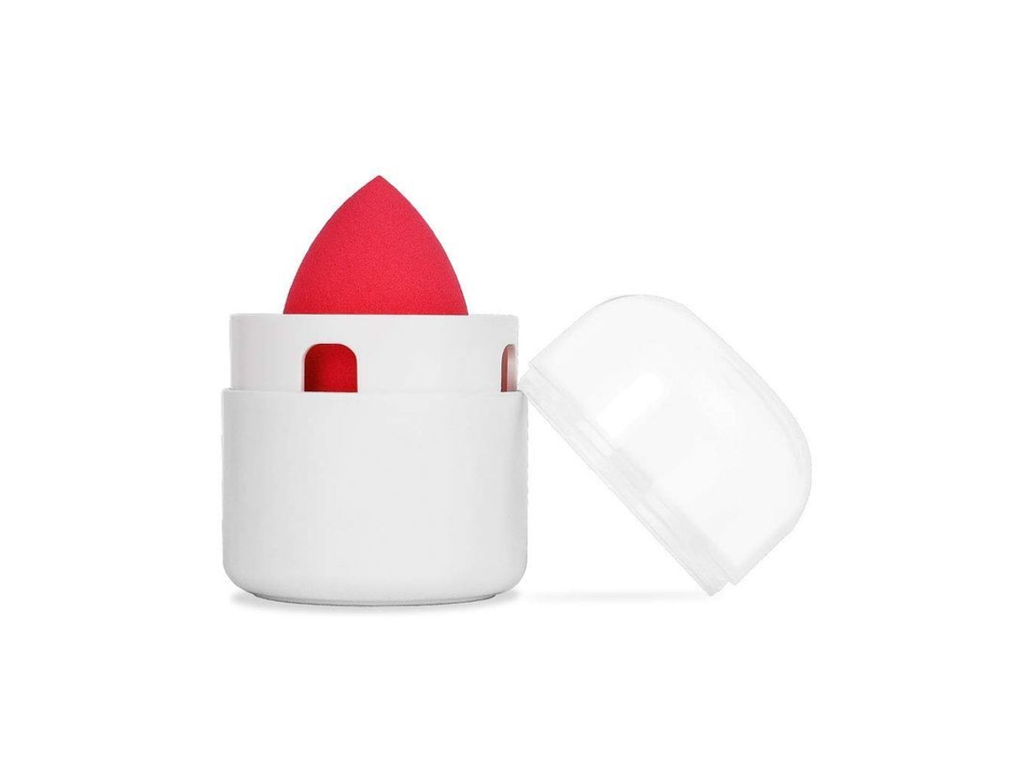 Soporte Para Esponja De Maquillaje Con Tapa, Soporte Para Beauty Blender, Estuche Portátil, Recipiente A Prueba De Polvo Para Esponja De Base Facial.