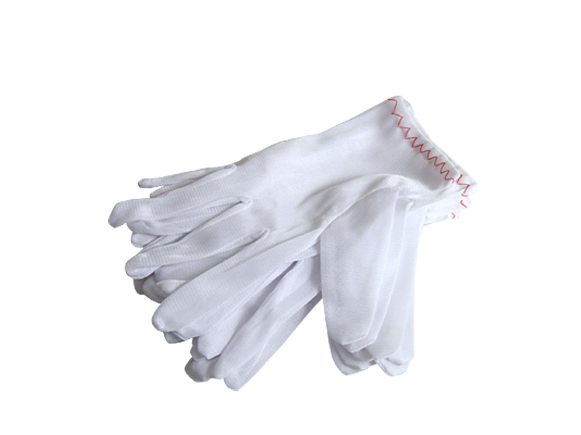 5 Pares De Guantes De Trabajo Elásticos Antipolvo De Dedos Completos. Blancos.