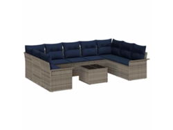 Maison Exclusive - Conjunto De Sofá De Jardín 10 Pcs Gris Ratán Sintético