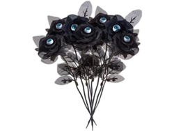 10 Rosas Artificiales Negras Con Ojos Para Fiestas De Halloween Y Decoración Del Hogar.
