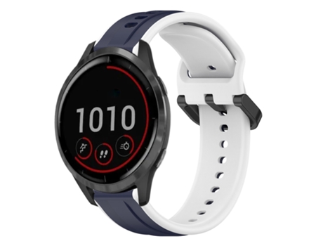 Correa Smartwatch para Garmin Vivoactive4 Silicona Bicolor con Bucle Convexo de 22mm (Azul Medianoche + Blanco)
