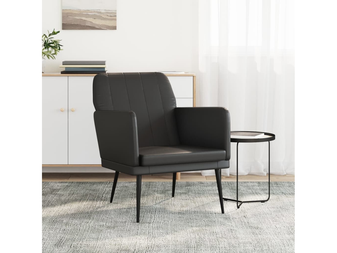 Silla con Apoyabrazos 61X78X80 cm de Cuero Sintético Color Negro