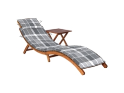 Tumbona Lounger de Jardín con Mesa y Cojín Madera de Acacia Maciza