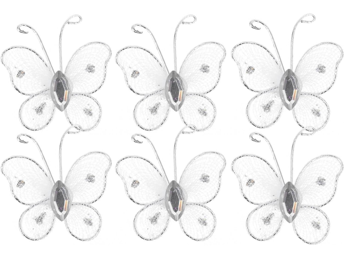 Juego 50 Adornos Pared 3d Malla Blanca Elegantes Objetos Decorativos Metal Ideales Fiestas Bodas Tela