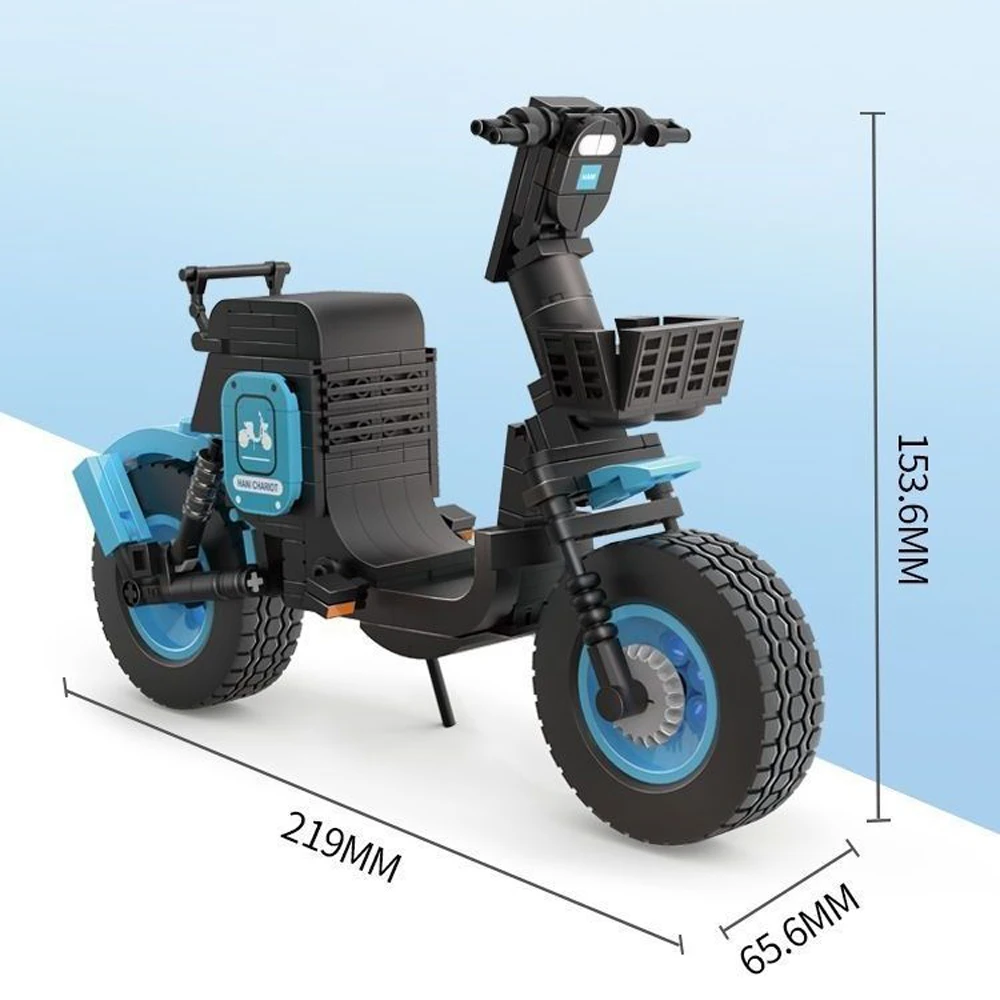 (vehículo Eléctrico Azul) Modelo De Bicicleta/scooter Eléctrico, Minibloques De Construcción, Juguete De Ensamblaje Lindo Y Educativo