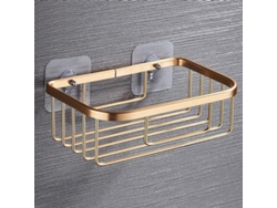 2026-repisa Esquina Baño Aluminio Inoxidable Almacenamiento Champú Jabón Cosméticos Dorado 18.7x12.7x6.7cm