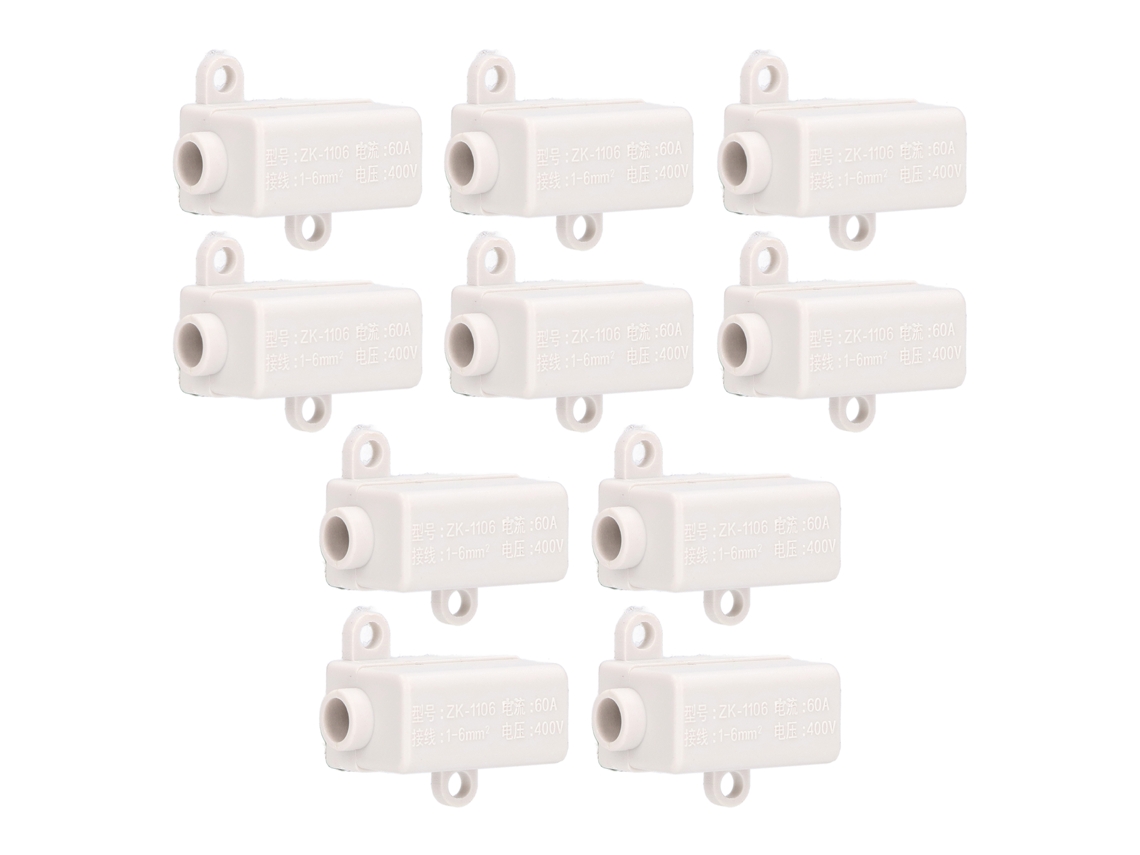 10 Piezas Divisor De Cable Bloque Terminal T De Alta Potencia 400v 60a Abs Libre De Rotura Línea Principal