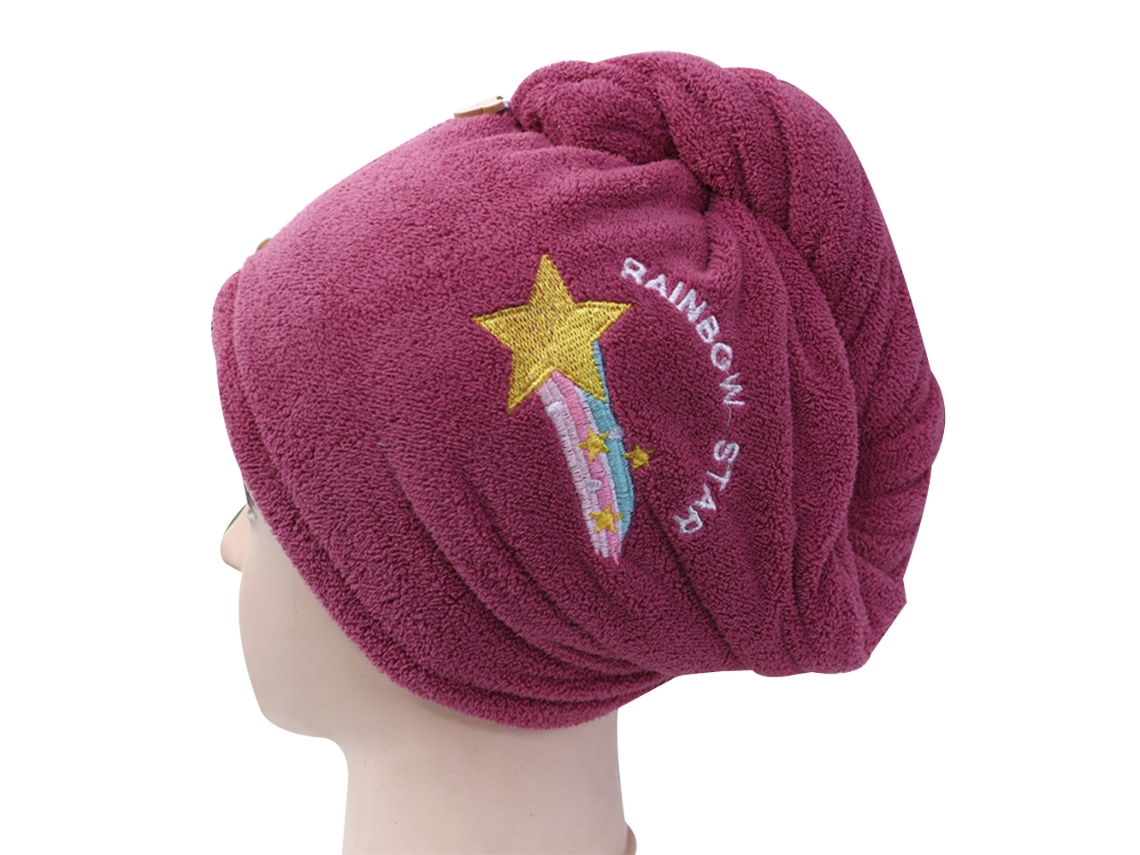 Toalla Kofihety Gorro Secado Ultra Absorbente Ideal Cabellos Largos Púrpura (20x15x5cm)