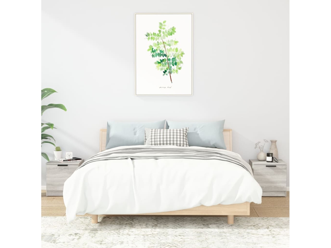 Mesitas de Noche LOVELY HOME Mesinha 2 Pcs 40X39X40 Cm Sonoma Cinzento
