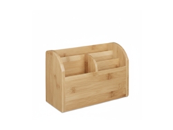 Organizador De Mesa Relaxdays Em Bambu, Suporte Para Canetas E Cartas, 5 Compartimentos, Hbt 15 X 22 X 10 Cm, Natural