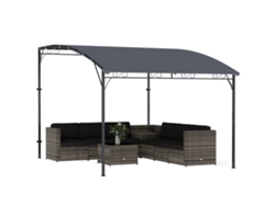 Pérgola Tipo Cenador Con 16 Orificios De Drenaje, De Metal, Poliéster, 3,8 X 2,8 M, Gris.