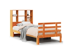 Maison Exclusive - Cama Con Estantería Sin Colchón Madera Maciza Marrón 75x190 Cm