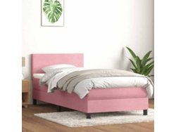 Syfax™ Cama Box Spring Con Colchón Terciopelo Rosa 90x210 Cm