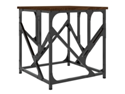 Mesa de centro de diseño industrial, 45 x 45 x 47,5 cm, madera industrializada marrón y metal, Dec038664