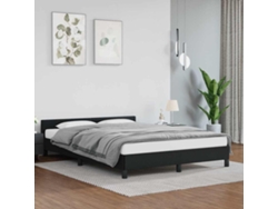 Estructura de cama con cabecero sin colchón negro 140x200 cm