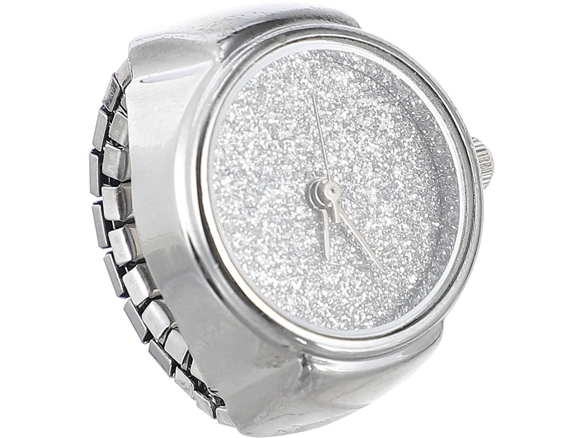 Anillo Reloj Cuarzo Mujer Diseño Brillo Plata Estilo Simple Funcional Práctico Adorno Regalos Cumpleaños Uso